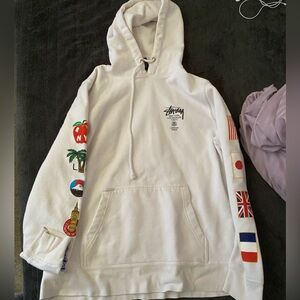 Stussy International World Tour Hoodie White Medium